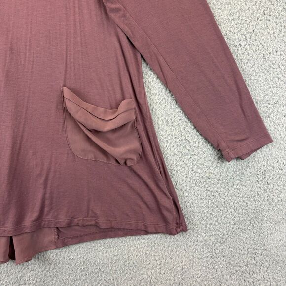 LOGO Lori Goldstein Tunic XL Lagenlook Chiffon Flowy Soft Comfort Pockets Purple - Picture 3 of 10